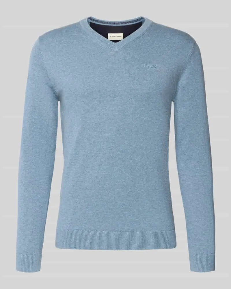 Tom Tailor Regular Fit Strickpullover aus reiner Baumwolle Jeansblau