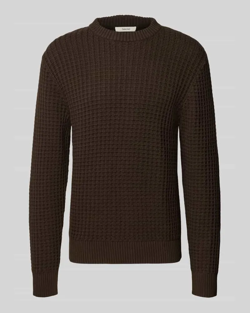 Selected Homme Regular Fit Strickpullover aus reiner Bio-Baumwolle Modell 'TOM Schoko