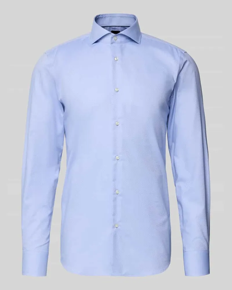 HUGO BOSS Slim Fit Businesshemd aus reiner Baumwolle Modell 'HANK Bleu