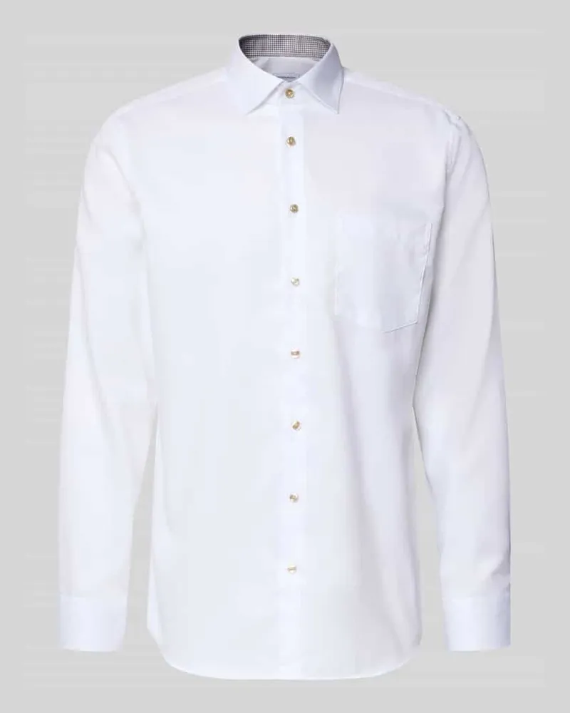 Seidensticker Regular Fit Businesshemd aus Baumwolle mit Kentkragen Weiss