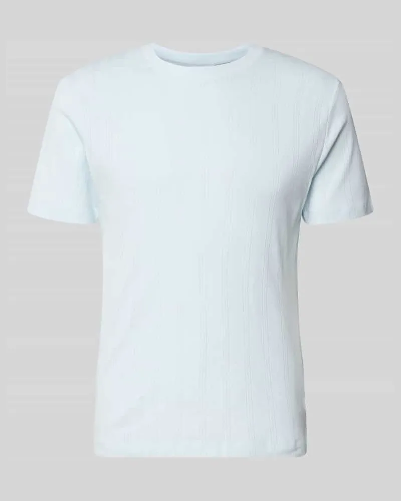 Lindbergh T-Shirt in Jaquard-Strick mit Rundhalsausschnitt Hellblau