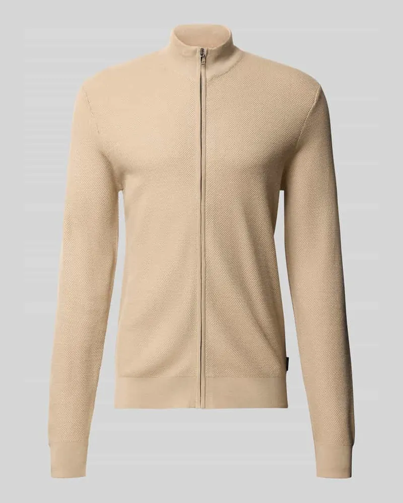 JOOP! Strickjacke aus Woll-Mix mit Stehkragen Beige