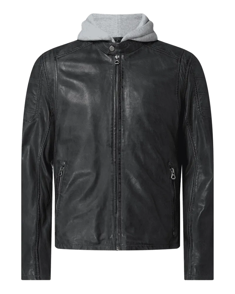 Mauritius Lederjacke mit abnehmbarer Kapuze Modell 'Rylo Anthrazit