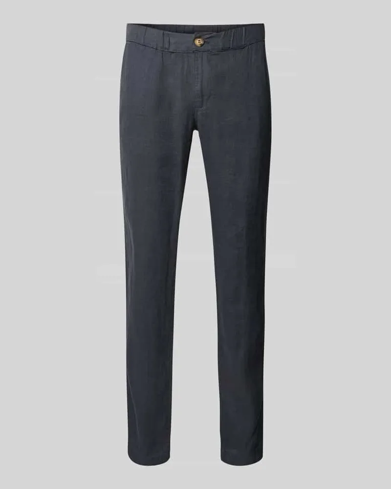Mazine Regular Fit Leinenhose mit elastischem Bund Marine