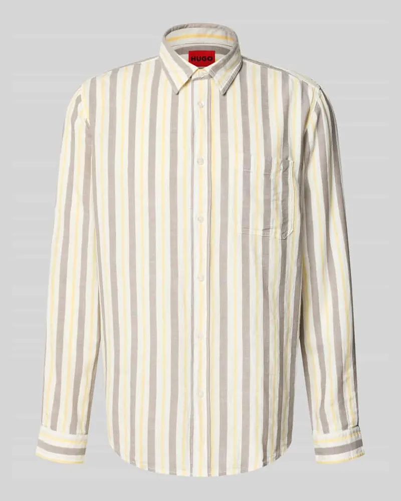 HUGO BOSS Regular Fit Freizeithemd aus Baumwoll-Viskose-Mix Modell 'ERILLO Hellbraun