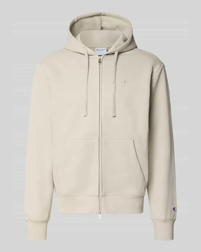 Champion Sweatjacke mit Label-Stitching und Känguru-Tasche Beige