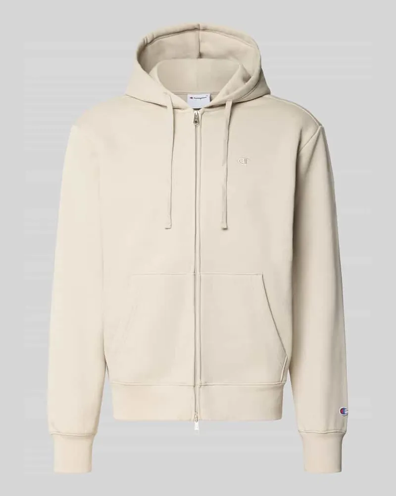 Champion Sweatjacke mit Label-Stitching und Känguru-Tasche Beige