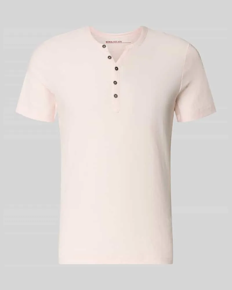 McNeal T-Shirt mit V-Ausschnitt und Knopfleiste Hellrosa
