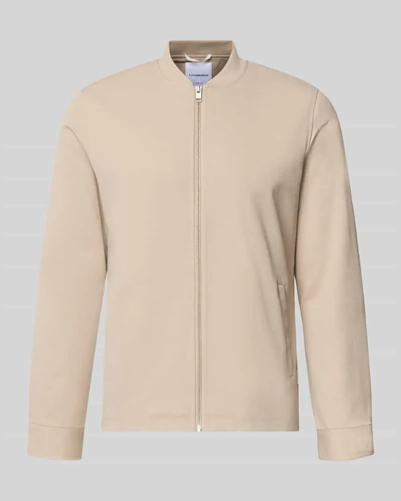 Lindbergh Slim Fit Sweatjacke mit Stehkragen Sand