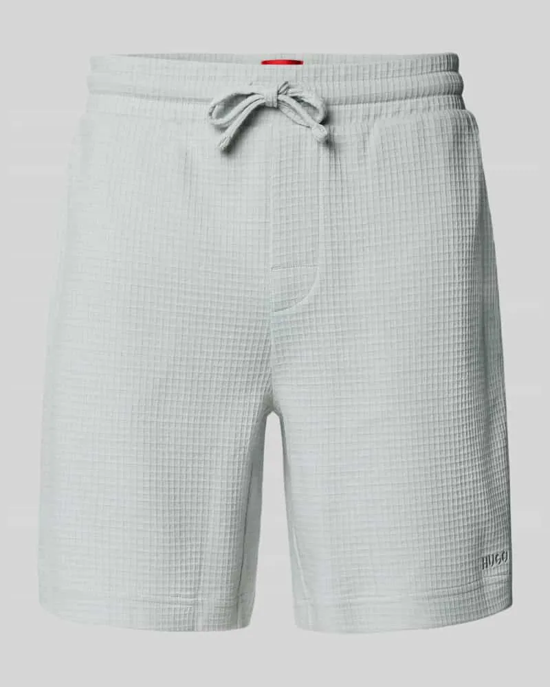 HUGO BOSS Regular Fit Sweatshorts mit Strukturmuster Modell 'Austin Hellgrau