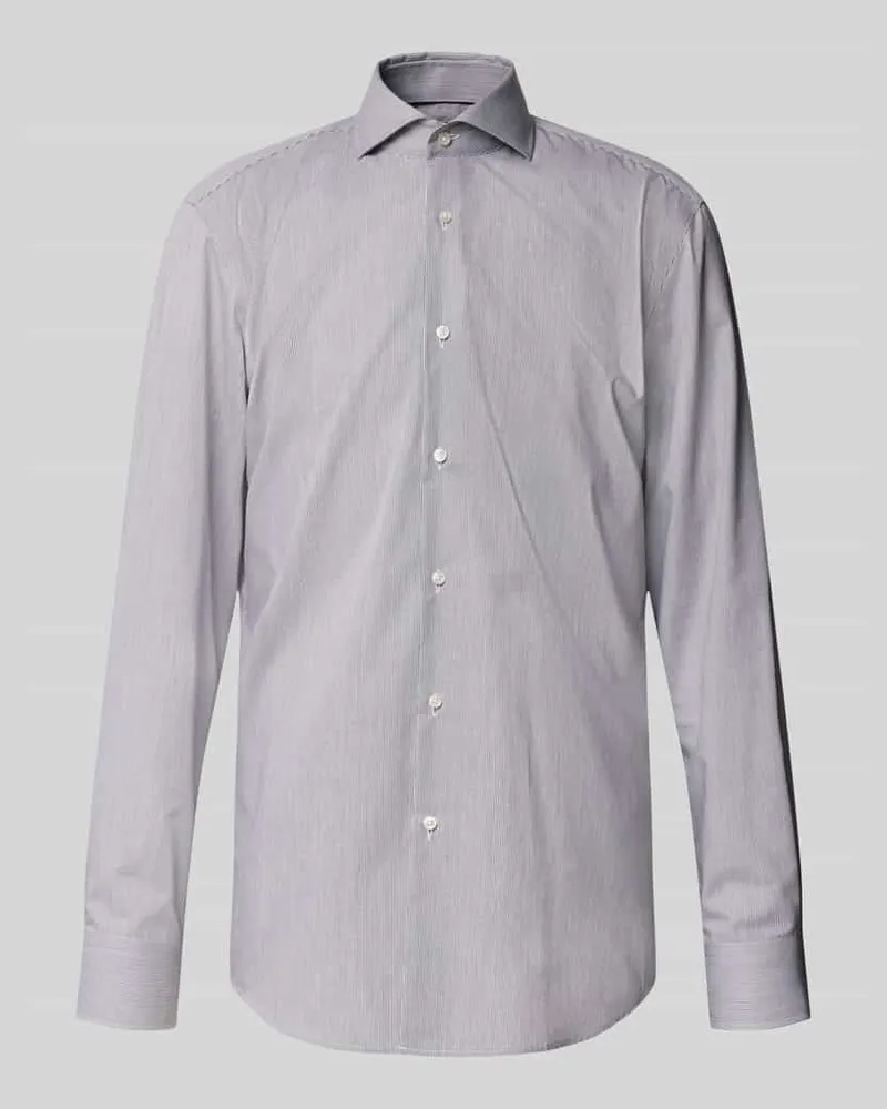 HUGO BOSS Slim Fit Businesshemd aus reiner Baumwolle Modell 'HANK Black