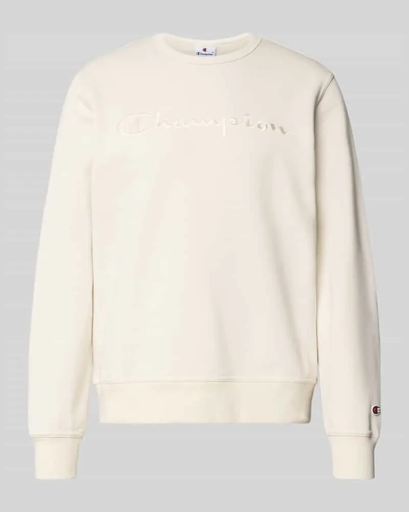 Champion Sweatshirt mit Label-Stitching und Rundhalsausschnitt Offwhite