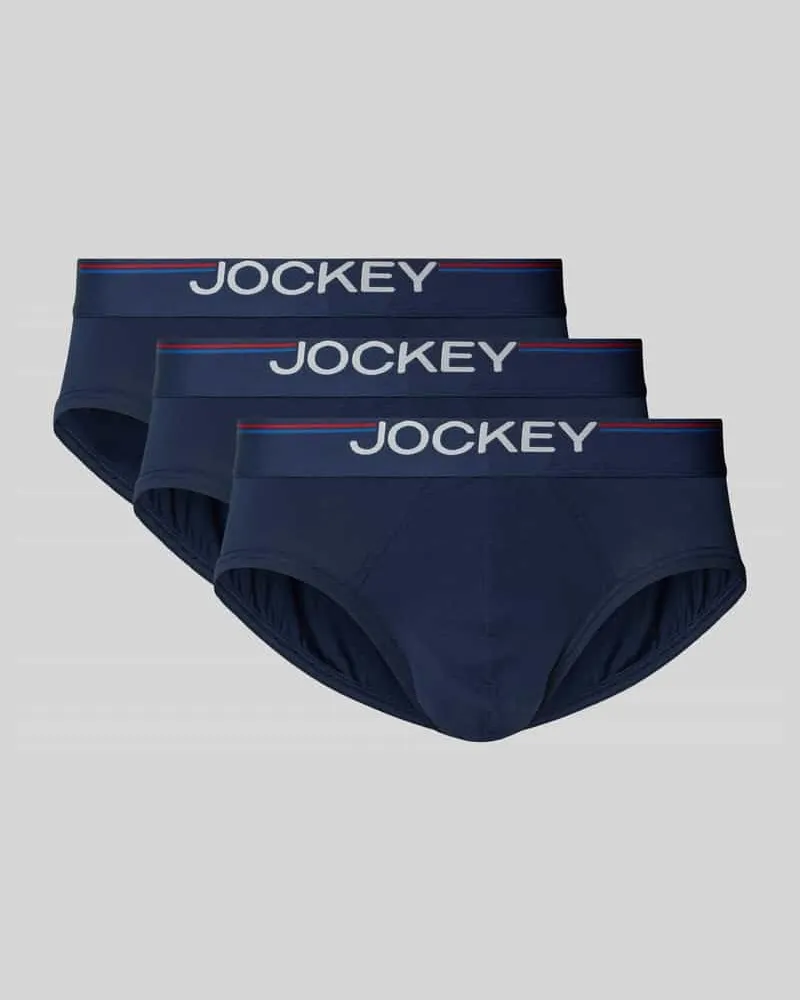 Jockey Slim Fit Briefs mit Logo-Detail im 3er-Pack Marine