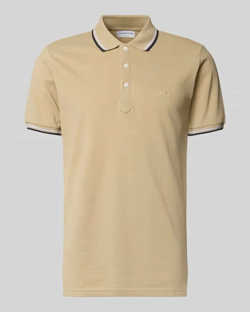 Lindbergh Relaxed Fit Poloshirt mit Kontraststreifen Beige
