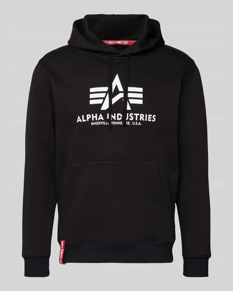 Alpha Industries Hoodie mit Label-Print Black
