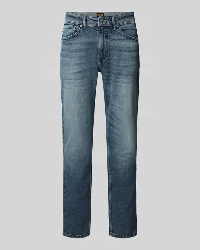 HUGO BOSS Regular Fit Jeans mit Used Waschung Modell 'ONYX SMU Marine