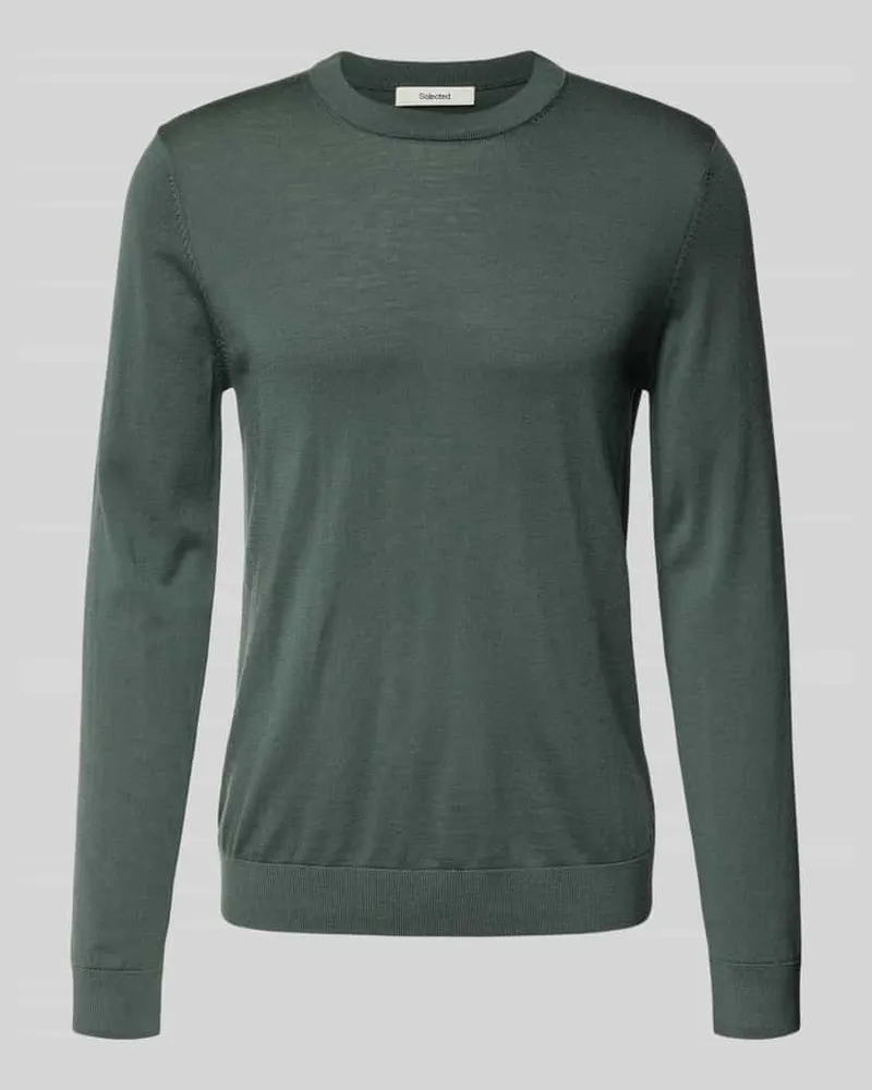 Selected Homme Regular Fit Pullover aus reiner Merinowolle Modell 'TRAY Dunkelgruen