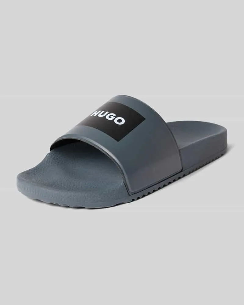 HUGO BOSS Badeschuhe mit Logo Print Modell 'TIMEIN_SLID_PH Graphit