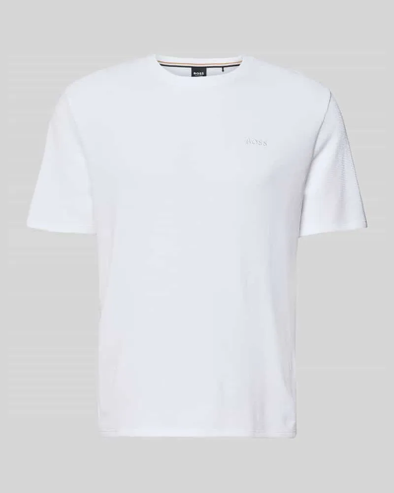 HUGO BOSS Regular Fit Pyjama-Oberteil aus Baumwoll-Mix Modell 'WAFFLE Weiss