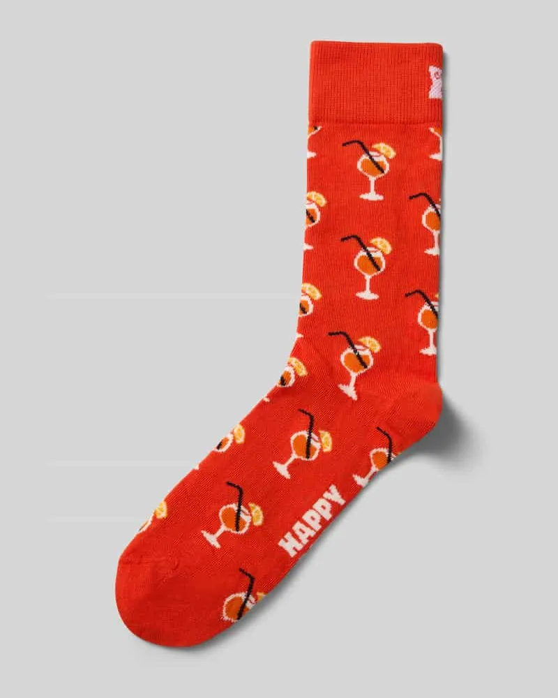 Happy Socks Socken mit Label-Print Rot