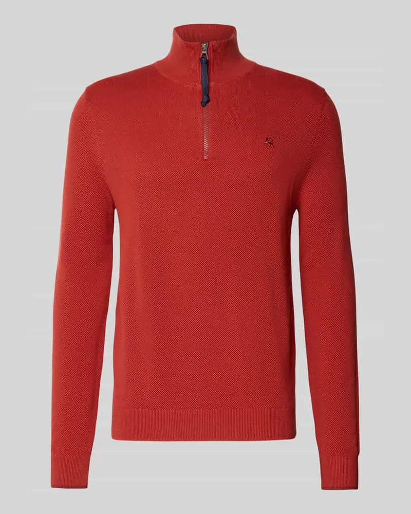Lerros Strickpullover mit Troyer-Kragen Rot