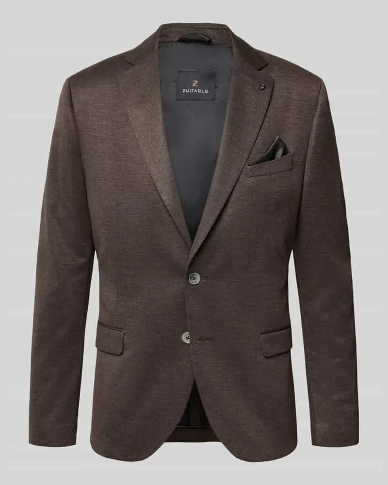 Zuitable Regular Fit Sakko mit Einstecktuch-Detail Dunkelbraun