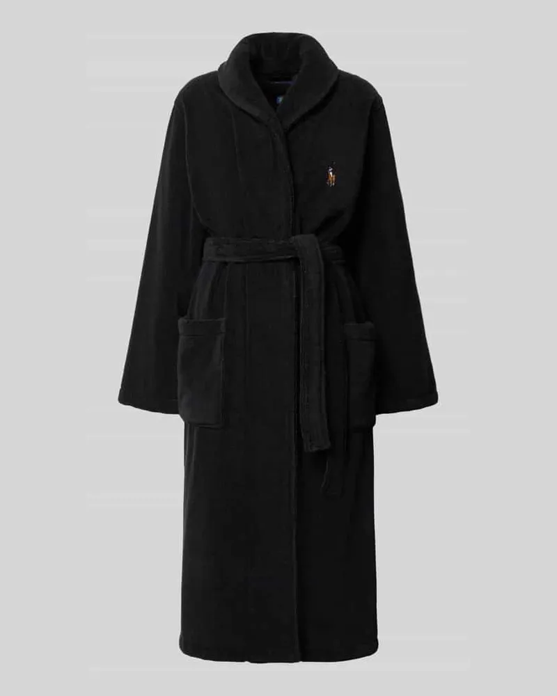 Ralph Lauren Bademantel mit Bindegürtel und Label-Stitching Black
