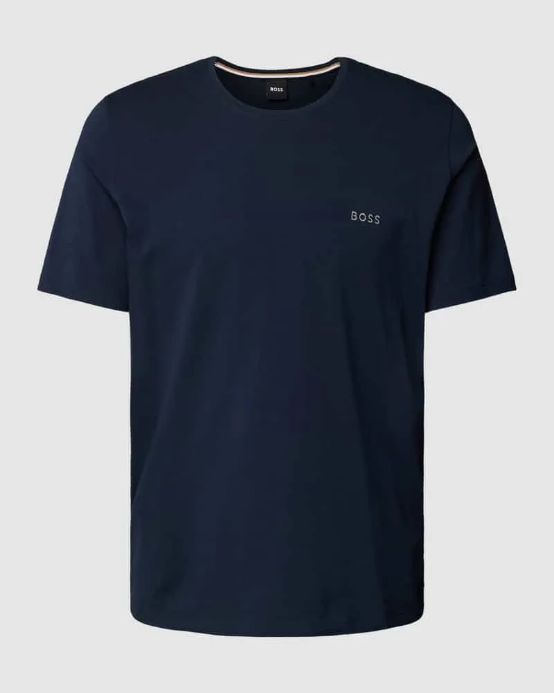 HUGO BOSS T-Shirt mit Label-Stitching Dunkelblau