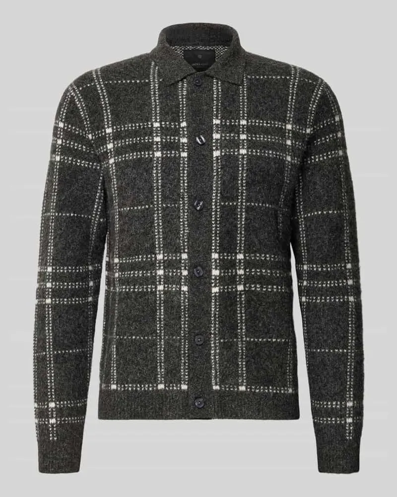 Jack & Jones Slim Fit Strickjacke mit Woll-Anteil Modell 'Simon Dunkelgrau