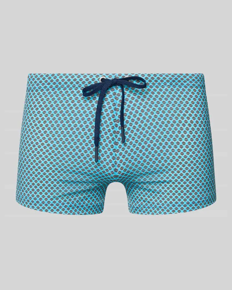 HOM Badehose im Allover-Look Modell 'Cappuccino Blau