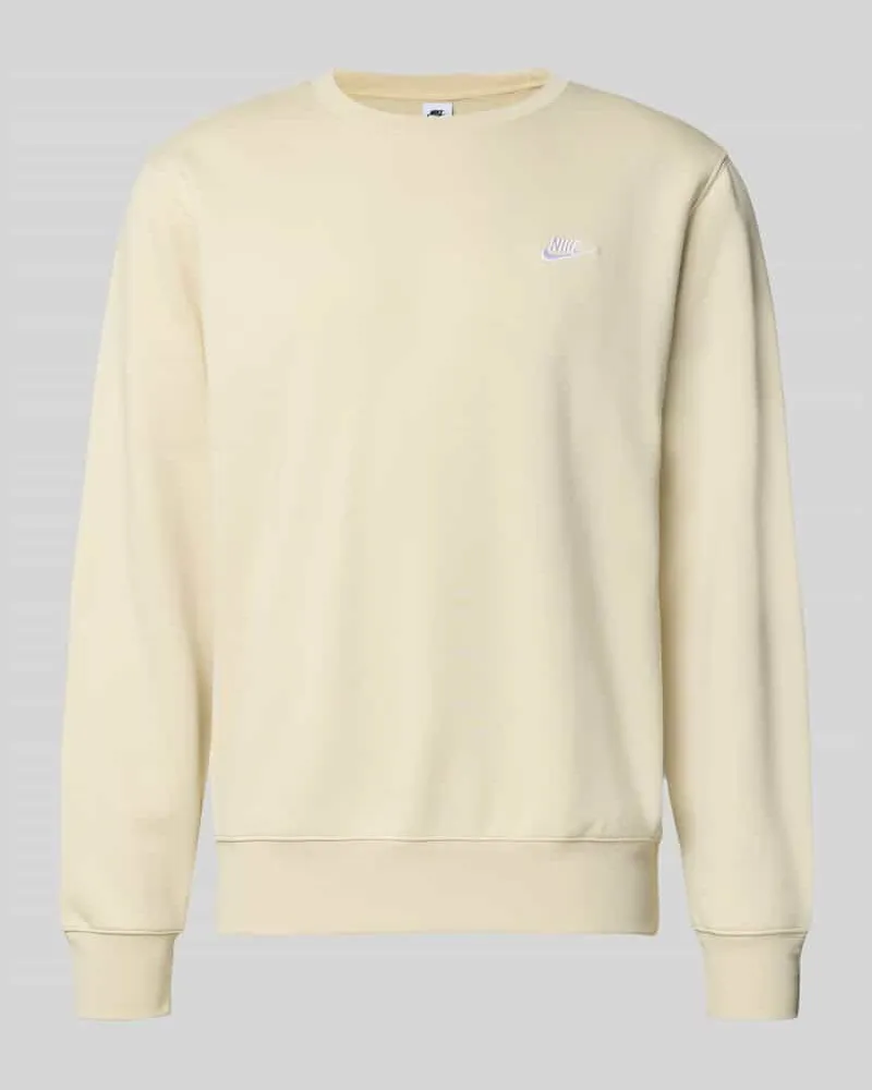 Nike Sweatshirt mit Label-Stitching und Rundhalsausschnitt Beige