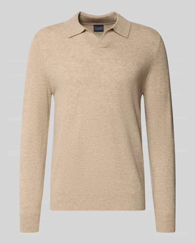 Christian Berg Strickpullover mit Polokragen und V-Ausschnitt Beige