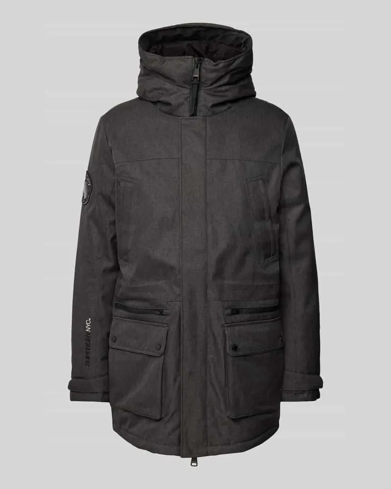 Superdry. Parka mit Label-Stitching Modell 'City Tweed Black