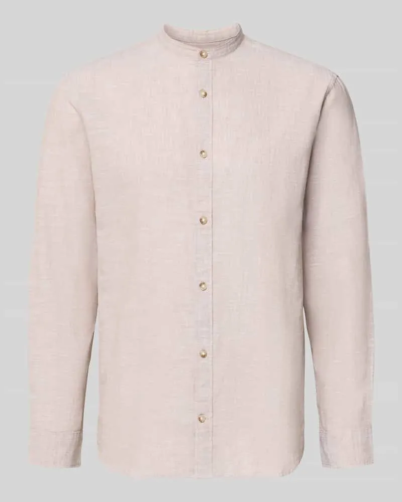 Jack & Jones Regular Fit Freizeithemd aus Baumwoll-Leinen-Mix Altrosa