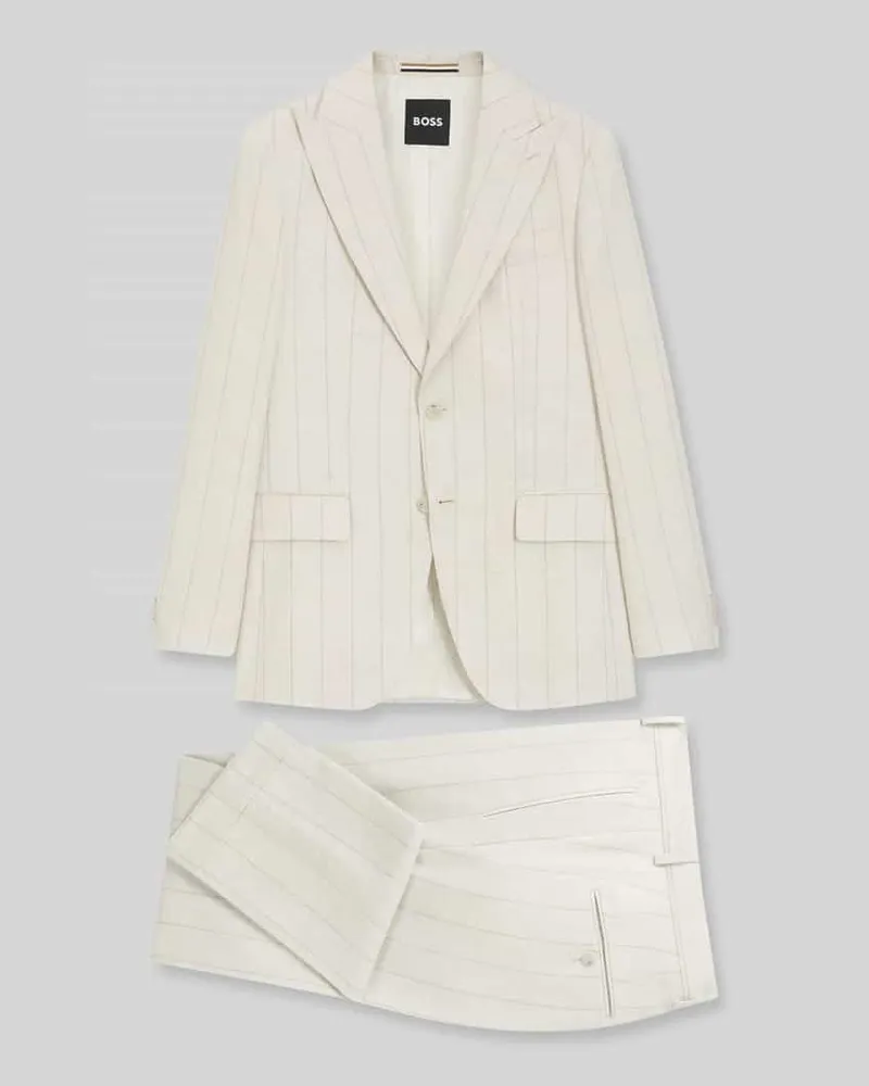 HUGO BOSS Slim Fit Anzug aus Baumwoll-Woll-Mix Modell 'H-HUGE-2PCS-261 Beige