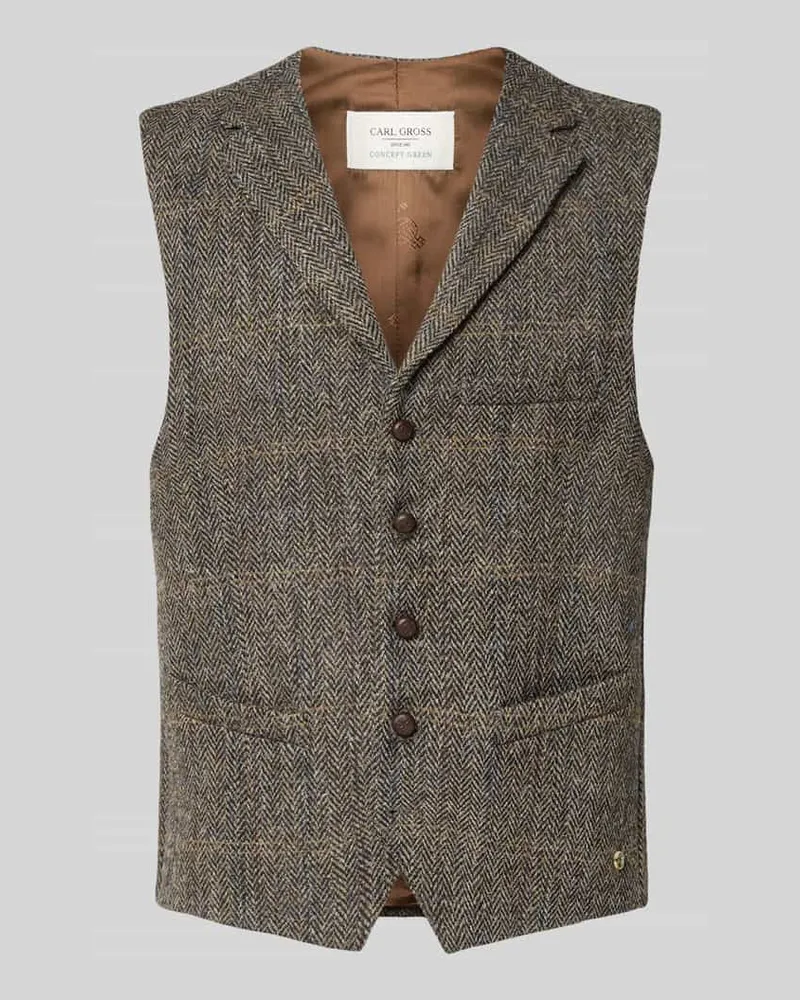 Carl Gross Weste aus Schurwolle mit Brustleistentasche Modell 'Warner Dunkelgruen