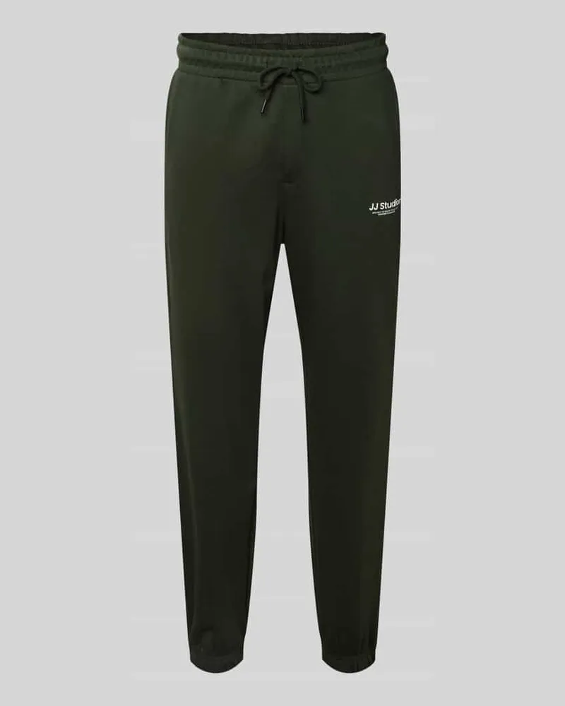 Jack & Jones Regular Fit Sweatpants mit elastischen Bund Modell 'KANE Dunkelgruen