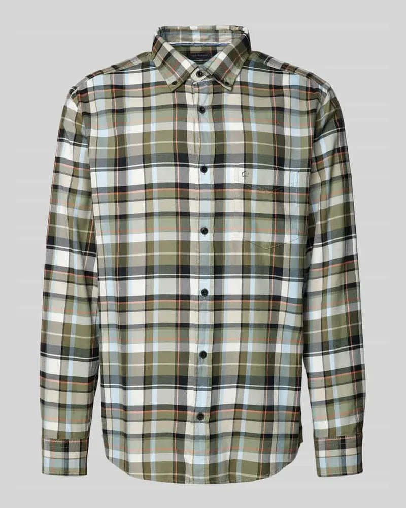 Olymp Regular Fit Freizeithemd aus reiner Baumwolle mit Button-Down-Kragen Oliv