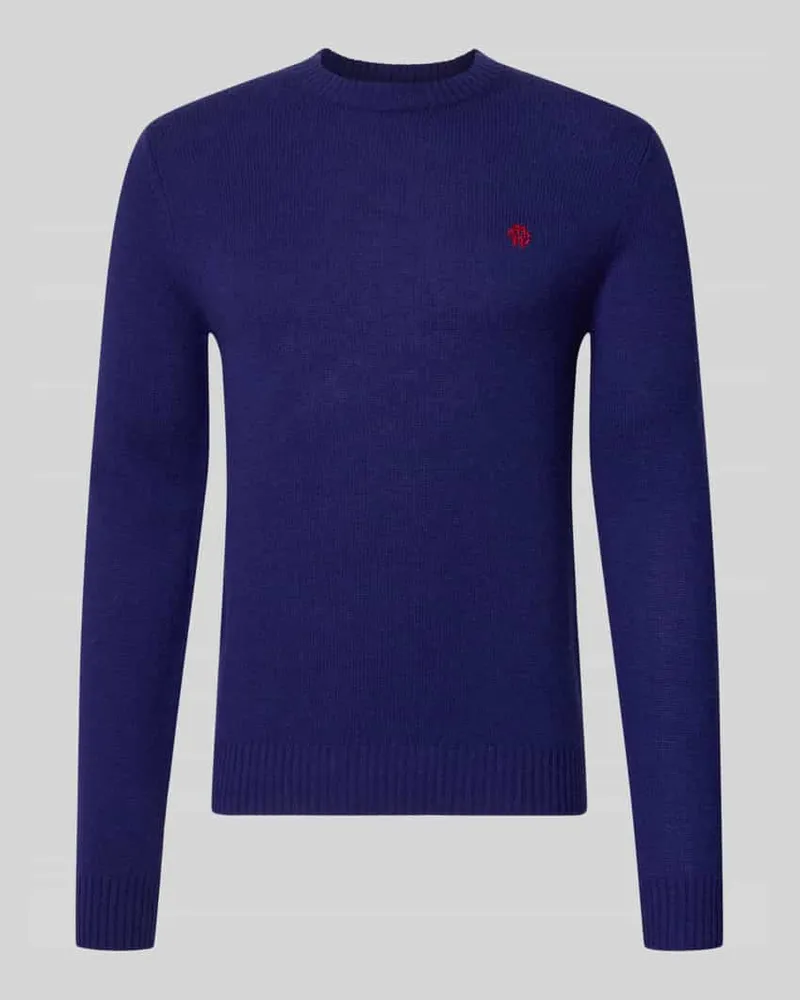 McNeal Slim Fit Strickpullover aus reiner Wolle mit Label-Stitching Pflaume