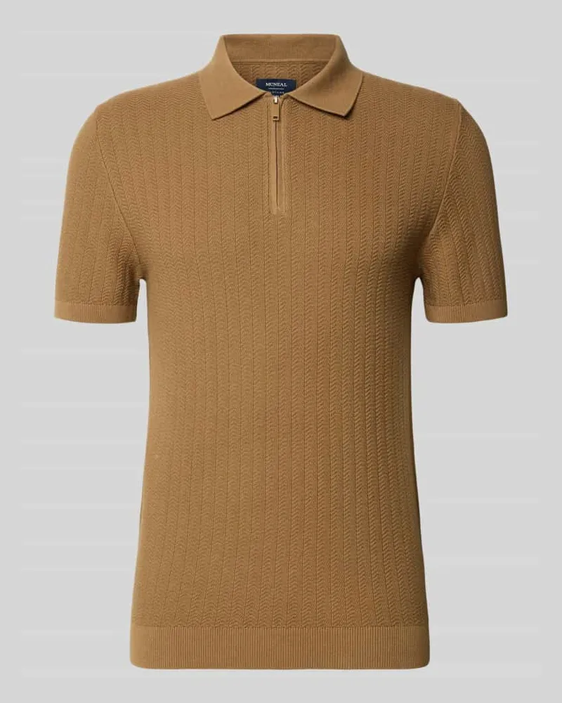 McNeal Poloshirt mit kurzem Reißverschluss und Polokragen Hellbraun