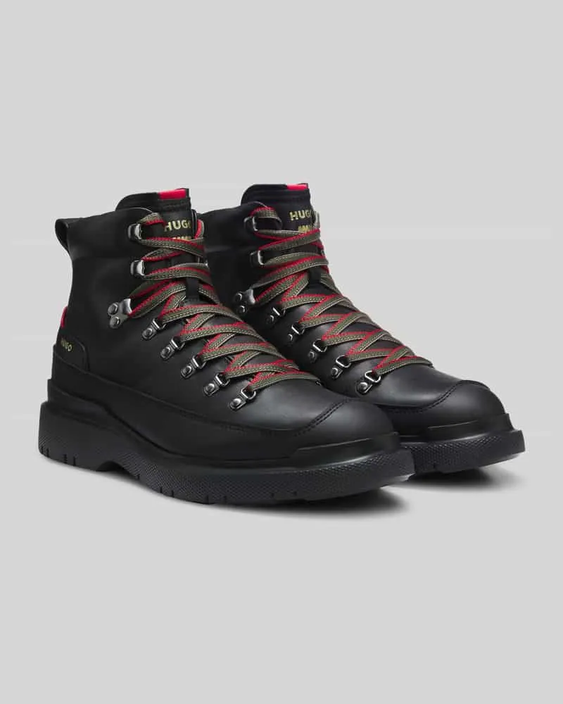 HUGO BOSS Boots aus Kalbnappa mit Profilsohle Black