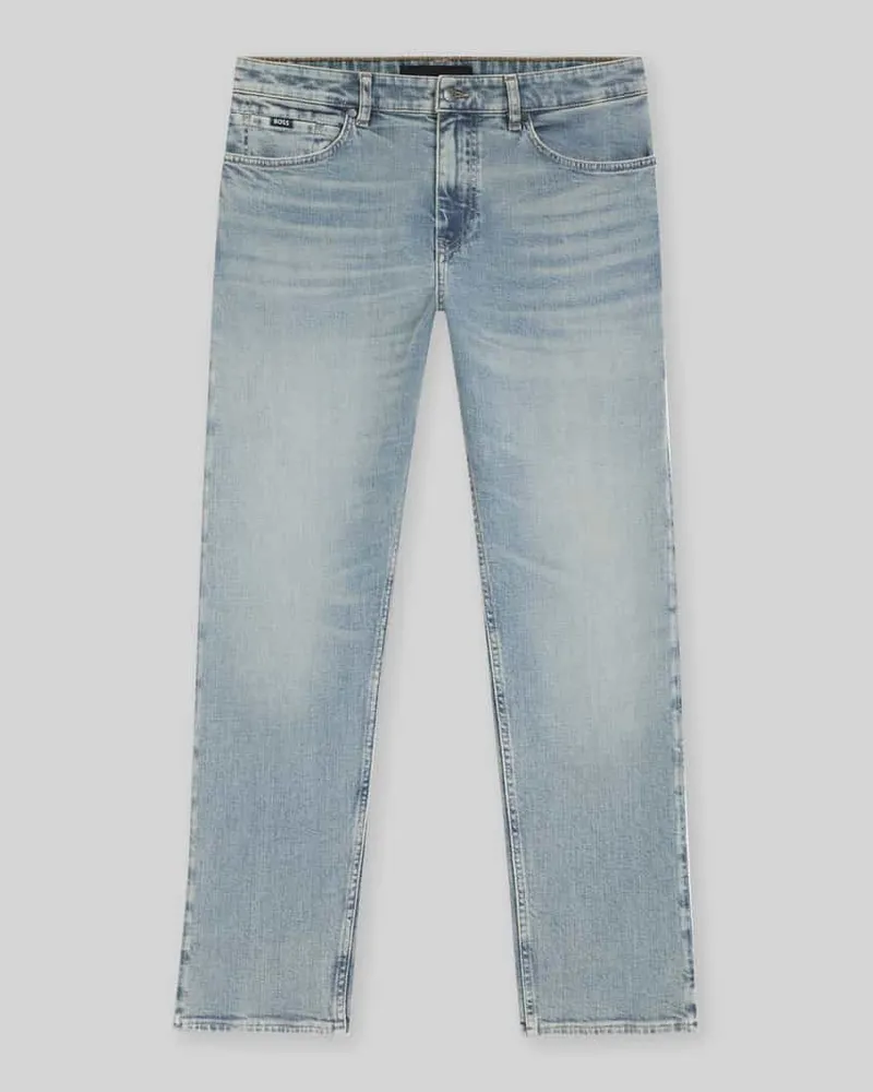 HUGO BOSS Straight Fit Jeans aus Baumwoll-Mix Modell 'C-OGDEN Blau