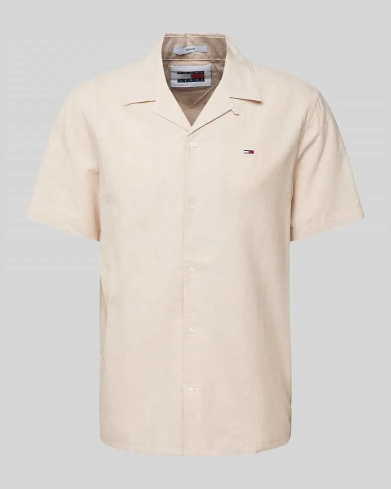 Tommy Hilfiger Regular Fit Freizeithemd aus Baumwoll-Leinen-Mix Beige