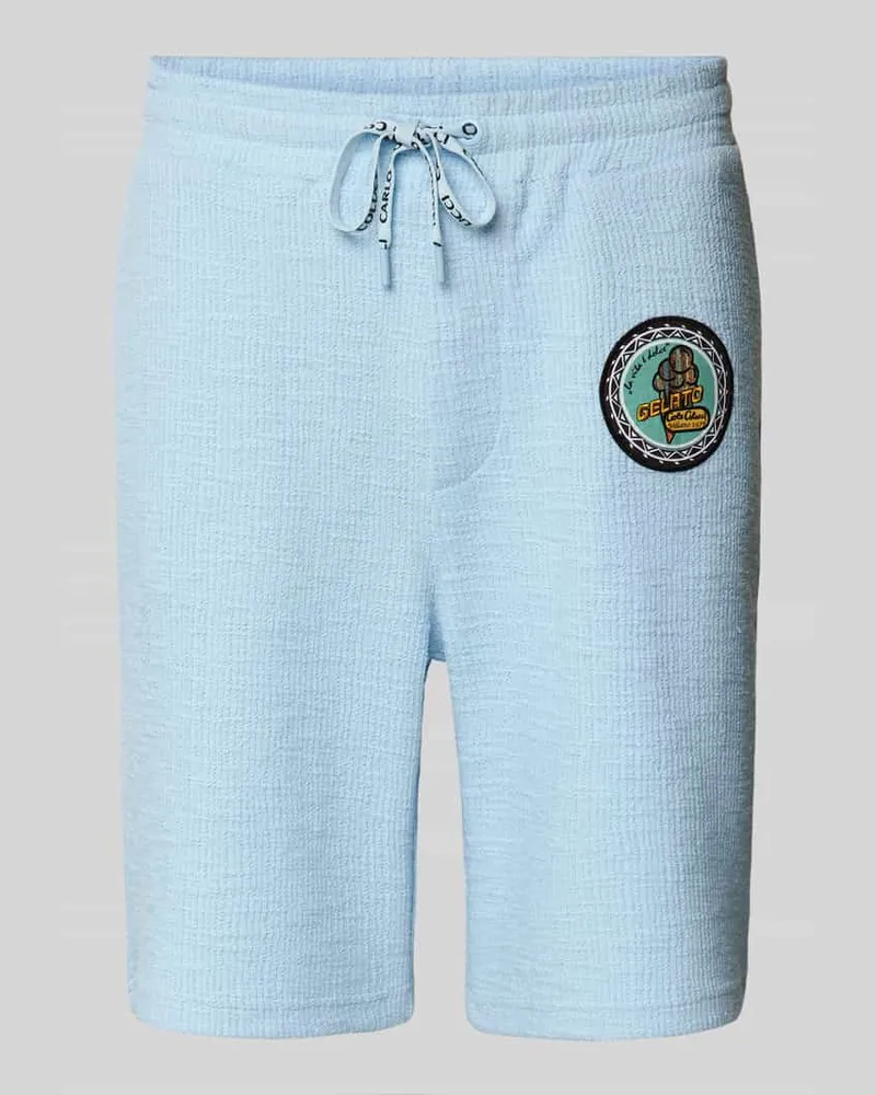 Carlo Colucci Regular Fit Shorts mit Label-Patch Hellblau