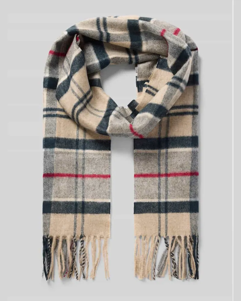 Barbour Schal mit Fransenabschluss Modell 'Yaxley Beige