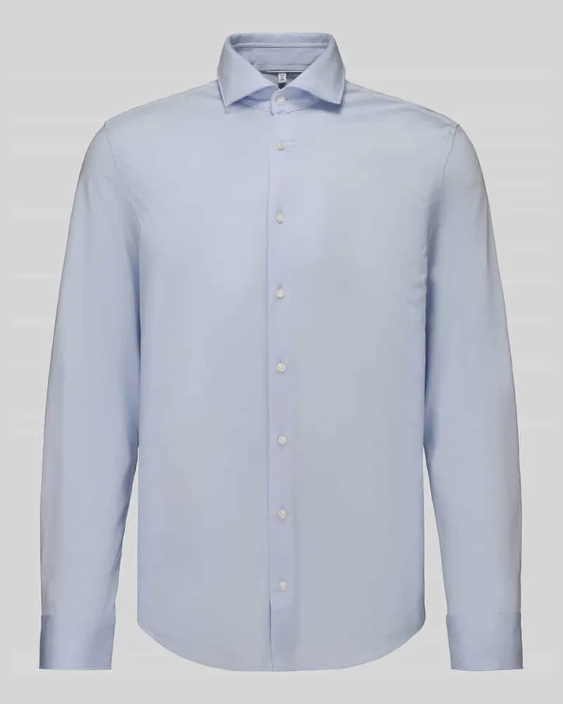 Seidensticker Slim Fit Businesshemd aus Baumwoll-Modal-Mix Modell 'Light Spread Kent Bleu