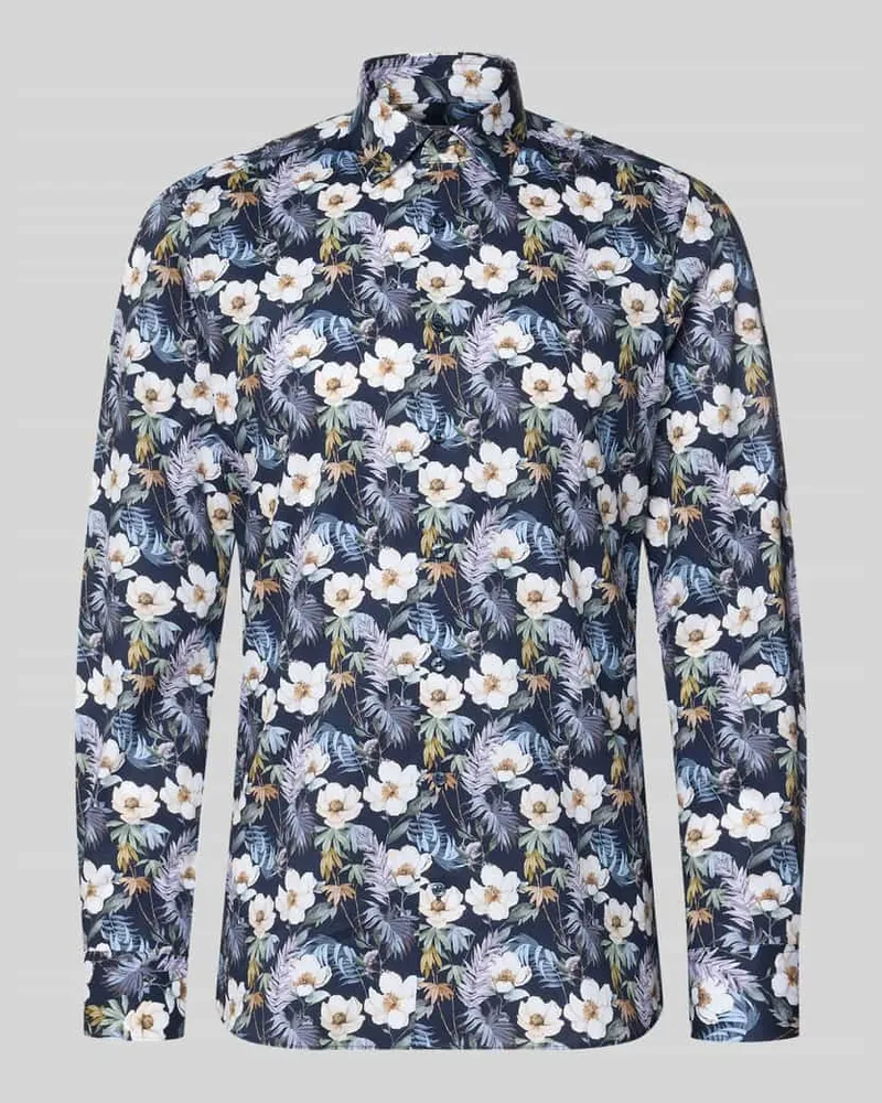 Olymp Slim Fit Businesshemd aus Baumwoll-Mix mit Kentkragen Marine