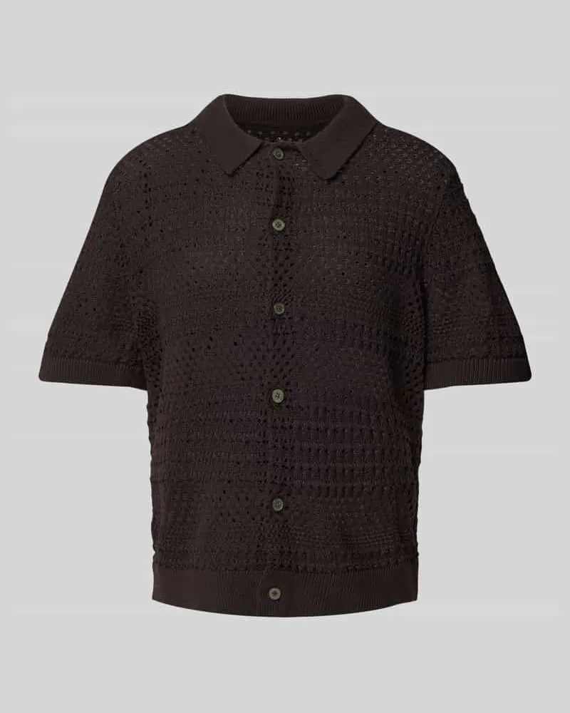 Jack & Jones Regular Fit Strickshirt mit Knopfleiste Black