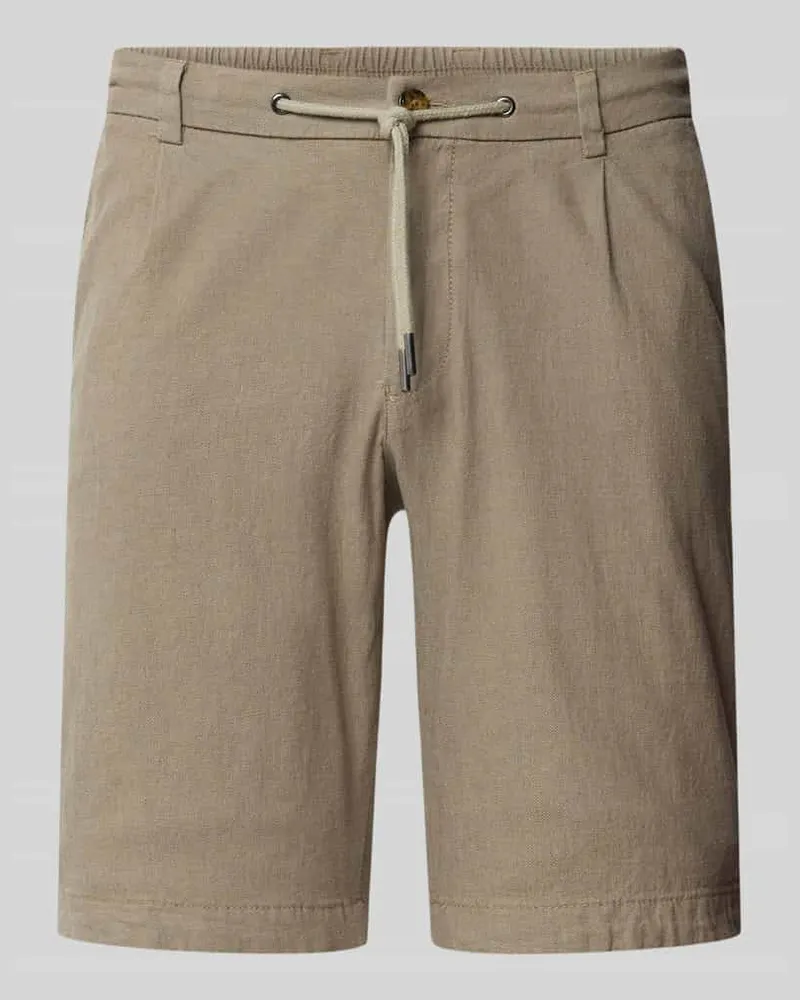 Bugatti Slim Fit Shorts aus Baumwoll-Leinen-Mix 