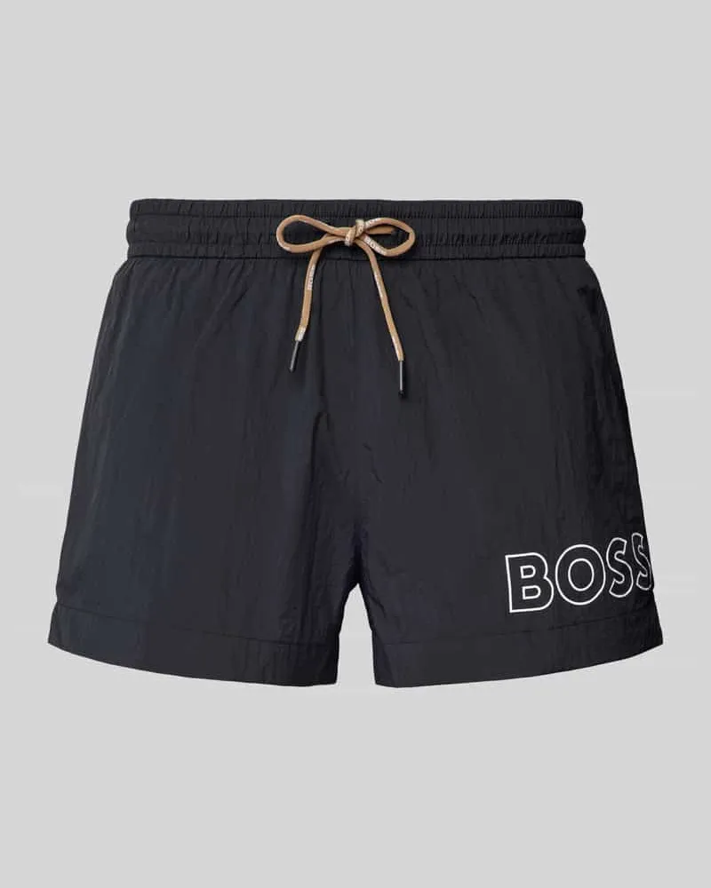 HUGO BOSS Relaxed Fit Badeshorts mit Label-Print Modell 'Mooneye 